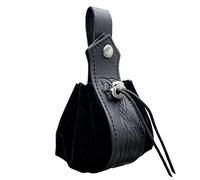 Riñonera vikinga de piel sintética medieval con cordón, monedero, vintage, portátil, para mujeres y hombres, accesorios renacentistas, disfraz de cosplay, e, 16cm L x 4cm W, Medieval