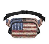 Riñonera vintage con la bandera americana, multifunción, para viajes, deportes, correr, riñonera, bolsa de cinturón para mujeres, hombres, niños y niñas, color, XL, Organizador de bolsas