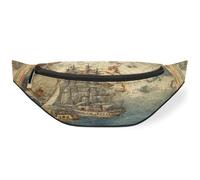 Riñonera vintage con temática náutica de mapa náutico, para hombres, mujeres, niños, niñas, niños, riñoneras deportivas, senderismo, correr, bolsa de cinturón, color, M, Organizador de bolsas