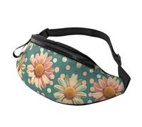 Riñonera vintage Indie Boho con diseño de sol y luna, color amarillo, bolsa manos libres, flores naranjas, 14 x 35 cm, A32, Talla única