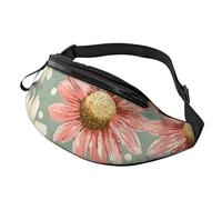 Riñonera vintage Indie Boho con diseño de sol y luna, color amarillo, bolsa manos libres, flores naranjas, 14 x 35 cm, A33, Talla única