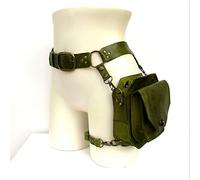 Riñonera Vintage Medieval para Mujer, PU Cuero Steampunk Riñonera Riñonera Retro Ajustable Riñonera con Botones De Remache Deportes Al Aire Libre Riñonera,Verde, Estilo Medieval, Lapp Estilo Medieval