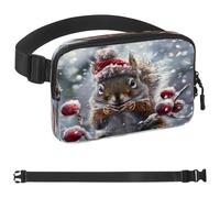 Riñonera Winter Fruits Squirrel para mujeres y hombres, riñonera cruzada con bolsillos con cremallera, riñonera impermeable con correa ajustable para entrenamiento, correr, viajar, senderismo,