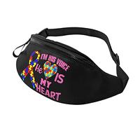 Riñonera Yo Soy Su Voz Él Es Mi Corazón Autismo Con Agujero De Auriculares Bolsos De Gimnasio Moda Riñoneras Mujer Para Mujer Viajar Camping 14X35Cm