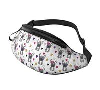 Riñoneras cruzadas para mujeres y hombres, lindas riñoneras de bulldog francés con estrellas de amor para mujeres y hombres, Black, Talla única, Riñoneras