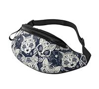 Riñoneras De Cintura Calavera De Gato De Azúcar Unisex Riñonera Deportiva Ligera,Casual Riñoneras Hombre para Viajes Mujer Viajar 14X35Cm