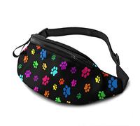 Riñoneras De Cintura Impresión Colorida De La Pata del Gato del Perro Unisex Bolso De Cintura con Agujero De Auriculares,Moda Riñoneras Hombre para Aptitud Ciclismo Camping 14X35Cm
