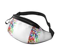 Riñoneras De Cintura Notas Musicales con Tempo Rítmico De Clave Unisex Bumbag Ajustable,Moda Riñonera Deportiva para Senderismo Escalada Bici 14X35Cm