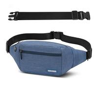 Riñoneras de Marcha Running de Acampada y Marcha Bolsos de Gimnasio Bolsos Bandolera para Hombre Mujer Riñoneras Hombre y Mujer Impermeable con Cinturón Ajustable Extendido de 30 cm (Azul Claro)