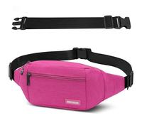 Riñoneras de Marcha Running de Acampada y Marcha Bolsos de Gimnasio Bolsos Bandolera para Hombre Mujer Riñoneras Hombre y Mujer Impermeable con Cinturón Ajustable Extendido de 30 cm (Rojo Rosa)