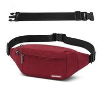 Riñoneras de Marcha Running de Acampada y Marcha Bolsos de Gimnasio Bolsos Bandolera para Hombre Mujer Riñoneras Hombre y Mujer Impermeable con Cinturón Ajustable Extendido de 30 cm (Rojo)