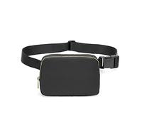 Riñoneras de Moda Mujer Hombre Bolsa de Cinturón Impermeable PU Bolso Bandolera con Ajustable Trabajo Fanny Bag Waist Pack para Senderismo Correr Compras Caminar Ciclismo Negro