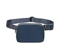 Riñoneras de Moda Mujer Hombre Bolsa de Cinturón Impermeable PU Bolso Bandolera con Ajustable Trabajo Fanny Bag Waist Pack para Senderismo Correr Compras Caminar Ciclismo Azul