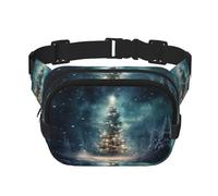 Riñoneras de nieve con árbol de Navidad para mujeres y hombres, riñoneras de moda para entrenamiento, correr, viajar, senderismo, Black, Talla única