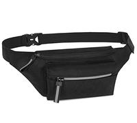 Riñoneras Deportiva para Mujer Y Hombre, 3 Bolsillos, con Correa Ajustable，Tiras Reflectantes para Deportes Al Aire Libre Viaje Correr Senderismo Ciclismo, Ciudad, Ferias, Negro