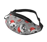 Riñoneras Hombre Caras De Gato De Navidad Unisex Riñonera con Agujero De Auriculares,Moda Riñoneras De Cintura para Correr Fiesta Escalada 14X35Cm