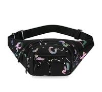 Riñoneras Hombre Hot Stamping Letters Outdoor Running Chest Bag Sport Waist Bags Multifunctional Women Waterproof Crossbody Shoulder(Black)