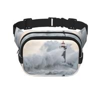 Riñoneras Lighthouse in Storm para mujeres y hombres, riñoneras de moda para entrenamiento, correr, viajar, senderismo, NEGRO, One Size