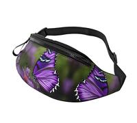 Riñoneras para hombres y mujeres, mochila de moda con cinturón ajustable para viajes, deportes, correr. Bonito estampado de mariposa morada, hermosa mariposa púrpura, Talla única