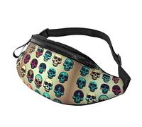 Riñoneras para hombres y mujeres, paquete de correa de moda con cinturón ajustable para viajes, deportes, correr. Estampado de muchas patatas, Muchos gráficos retro de cabeza de calavera, Talla única