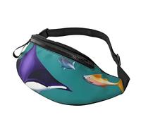 Riñoneras para hombres y mujeres, paquete de correa de moda con cinturón ajustable para viajes, deportes, correr. Estampado de muchas patatas, Manta Ray Y Peces, Talla única