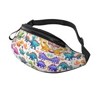 Riñoneras para hombres y mujeres, paquete de correa de moda con cinturón ajustable para viajes, deportes, correr. Estampado de muchas patatas, Muchos dinosaurios coloridos de dibujos animados, Talla