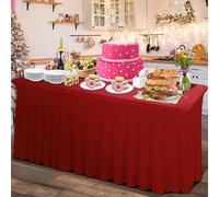 Rinpon Faldas y Fundas de Mesa de Spandex Gruesas Dos en una 122cm, manteles rectangulares con Faldas Plisadas, manteles rectangulares sin Plisadas para Banquetes y Actividades de proveedores