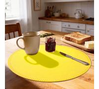 Rinpon Juego de 8 manteles Individuales Redondos de Tela, Tela de Lino rústico, Lavables a máquina, Resistentes al Calor, manteles Individuales sin Arrugas, de poliéster (Amarillo)