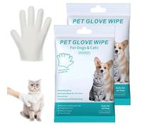 Rinse-Free Dog Shampoo Mitts, No Rinse Pet Care Wipes, Hypoallergenic Pet Bath Wipes 6 Packs, Deodorizing Disposable Pet Wipes for Paw Face Ear Fur and Butt (2PCS)