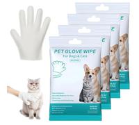 Rinse-Free Dog Shampoo Mitts, No Rinse Pet Care Wipes, Hypoallergenic Pet Bath Wipes 6 Packs, Deodorizing Disposable Pet Wipes for Paw Face Ear Fur and Butt (4PCS)