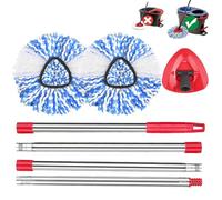 RinseClean - Recambios de fregona giratoria con mango compatible con el sistema de giro Viledar H2PrO, 4 secciones de 30 a 58 pulgadas, barra de fregona ajustable de acero inoxidable para limpieza de