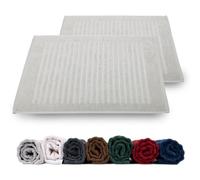 Rinsl Juego de 2 alfombrillas de ducha, 100 % algodón, de rizo, 700 g/m², de secado rápido, lavable a máquina, absorbe el agua (gris plata, 50 x 70 cm, 2 unidades)