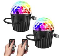 Rinteea Paquete de 2 Mini Luces de Discoteca Portátiles para Fiestas, Luz Estroboscópica RGB para DJ con Control Remoto, Luces de Escenario Activadas por Sonido