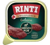 RINTI - Carne única Exclusiva | Comida húmeda con Carne de Ciervo 100% para Perros sensibles y Adultos. Alimento Completo en Cuencos sin Cereales ni aditivos Artificiales, 10 x 150 g de Ciervo Puro