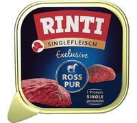 RINTI - Carne única Exclusive | Comida húmeda con Carne de Caballo 100% para Perros sensibles y Adultos. Alimento Completo en Cuencos sin Cereales ni aditivos Artificiales, 10 x 150 g Ross Pur