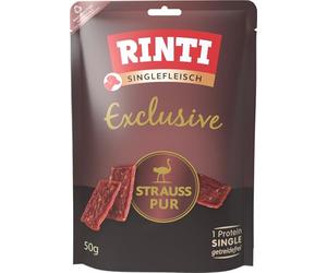 RINTI - Carne única Exclusive | Snacks fácilmente digeribles de Carne Exclusiva para Perros sensibles y Adultos. Aperitivos para Perros sin Cereales ni azúcar en Bolsa Fresca | 12 x 50 g Ramo Puro
