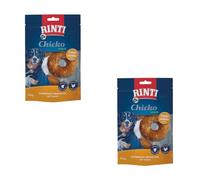 Rinti Chicko Maxi Aros masticables | Paquete Doble | 2 x 150 g | En Piel de Res Resistente Cubierta de Carne de Pollo | Partículas limpiadoras a Base de minerales | Resealable