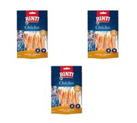 Rinti Chicko Palitos para Masticar pequeños | Paquete Triple | 3 x 150 g | Recubiertos de Carne de Pollo sobre Piel de Res Resistente | Partículas limpiadoras a Base de minerales | Resealable