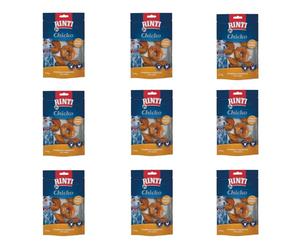 Rinti Chicko pequeños Anillos para Masticar | Paquete de 9 | 9 x 150 g | Hecho de Piel de Res Resistente recubierta de Carne de Pollo | Cuerpos limpiadores a Base de minerales | Reclosable