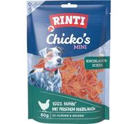 RINTI - Chicko Plus Mini - Esquinas de ajos de Filete de pechuga de Pollo Fresco y ajo para Perros Adultos. Aperitivo para Perros sin aditivos Artificiales en Bolsa de frescura | 12 x 80 g