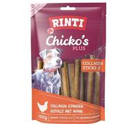 RINTI - Chicko's Plus Collagen Sticks | Snacks de filete de pechuga de pollo fresco y colágeno de ternera para perros adultos. Aperitivo para perros sin soja y harina de carne en bolsa fresca, 9 x 150