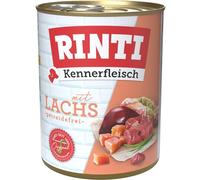 RINTI - Comida húmeda con 70% de Carne para Perros Adultos. Alimento Completo sin Cereales en Lata sin Soja, colorantes ni conservantes | 12 x 800 g salmón