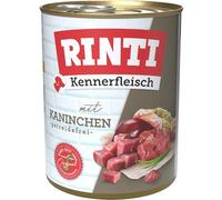 RINTI - Comida húmeda con 70% de Carne para Perros Adultos. Alimento Completo sin Cereales en Lata sin Soja, colorantes ni conservantes | 12 x 800 g Conejo