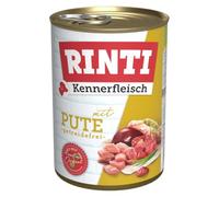 RINTI - Comida húmeda con 70% de Carne para Perros Adultos. Alimento Completo sin Cereales en Lata sin Soja, colorantes ni conservantes | 12 x 400 g de Pavo