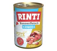 RINTI - Kennerfleisch Junior | Comida húmeda con 70% de Carne para Perros en Crecimiento. Alimento Completo sin Cereales en Lata sin Soja, colorantes ni conservantes | 12 x 400 g de Pavo