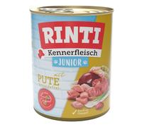 RINTI - Kennerfleisch Junior | Comida húmeda con 70% de Carne para Perros en Crecimiento. Alimento Completo sin Cereales en Lata sin Soja, colorantes ni conservantes | 12 x 800 g de Pavo