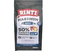 RINTI - MAX-i-Mum | Alimento seco para Perros Adultos con 50% de Carne y despojos. Alimento Completo sin Cereales en Bolsa con una relación equilibrada de proteínas/Grasas, 12 kg de Pollo