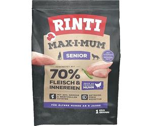 RINTI - Max-i-Mum Senior | Alimento seco para perros mayores a partir de 8 años con 70% de carne y despojos. Alimento completo sin cereales con una proporción equilibrada de proteínas/grasas, 7 x 1 kg