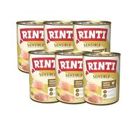 RINTI Sensible | Comida húmeda para Perros Adultos sensibles con Piezas Naturales de Carne. Alimento Completo sin Cereales en Lata sin aditivos Artificiales, 6 x 800 g de Pollo + Patata