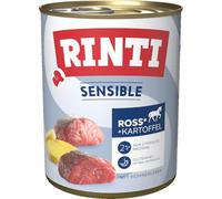 RINTI - Sensible | Comida húmeda para Perros Adultos sensibles con trozos Naturales de Carne. Alimento Completo sin Cereales en Lata sin aditivos | 6 x 800 g Ross, hígado de Pollo + Patata